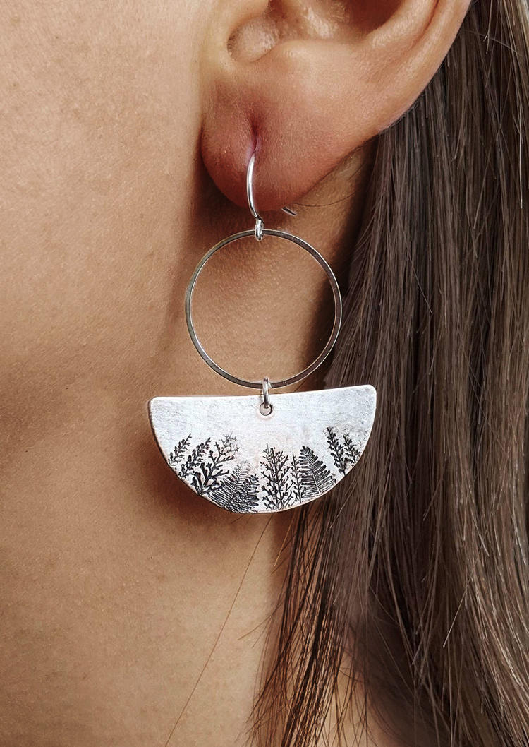 

Earrings Vintage Tree Half-Circle Drop Earrings in Silver. Size