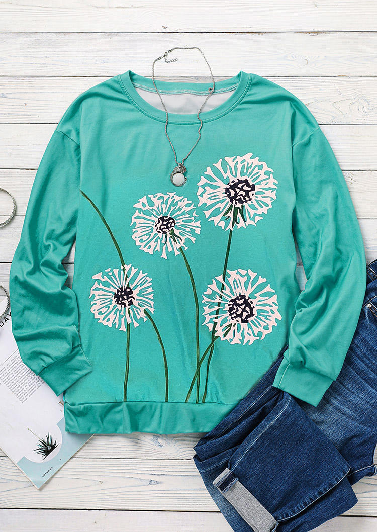 

Sweatshirts Dandelion Long Sleeve O-Neck Sweatshirt - Cyan in Blue. Size: L