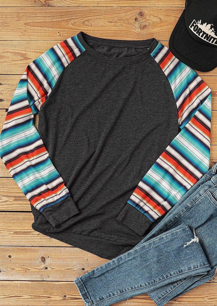 

Blouses Colorful Striped Raglan Sleeve Blouse in Multicolor. Size