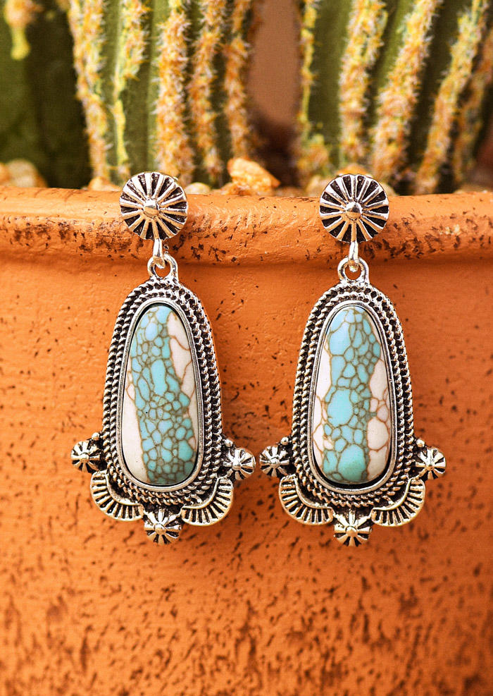 

Earrings Bohemian Turquoise Alloy Earrings in Cyan. Size