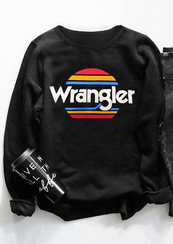 

Sweatshirts Wrangler Striped Pullover O-Neck Sweatshirt in Black. Size: ,M,L