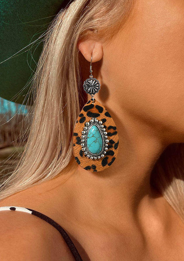 

Earrings Leopard Turquoise Water Drop Earrings in Leopard. Size