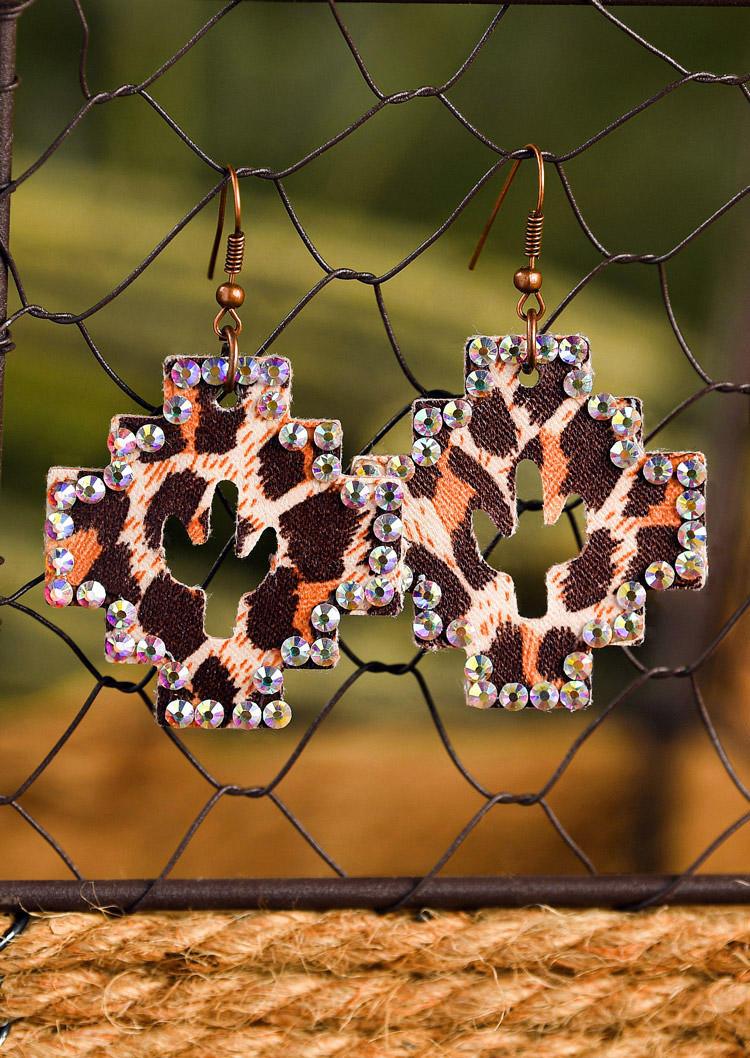 

Earrings Leopard Sequined Cactus Leather Earrings in Leopard. Size
