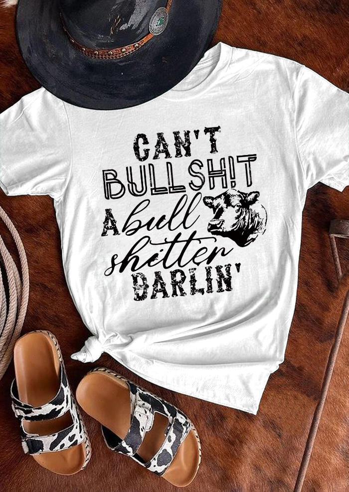 

T-shirts Tees Can't Bullsh!t Western T-Shirt Tee in White. Size: ,M,L,XL