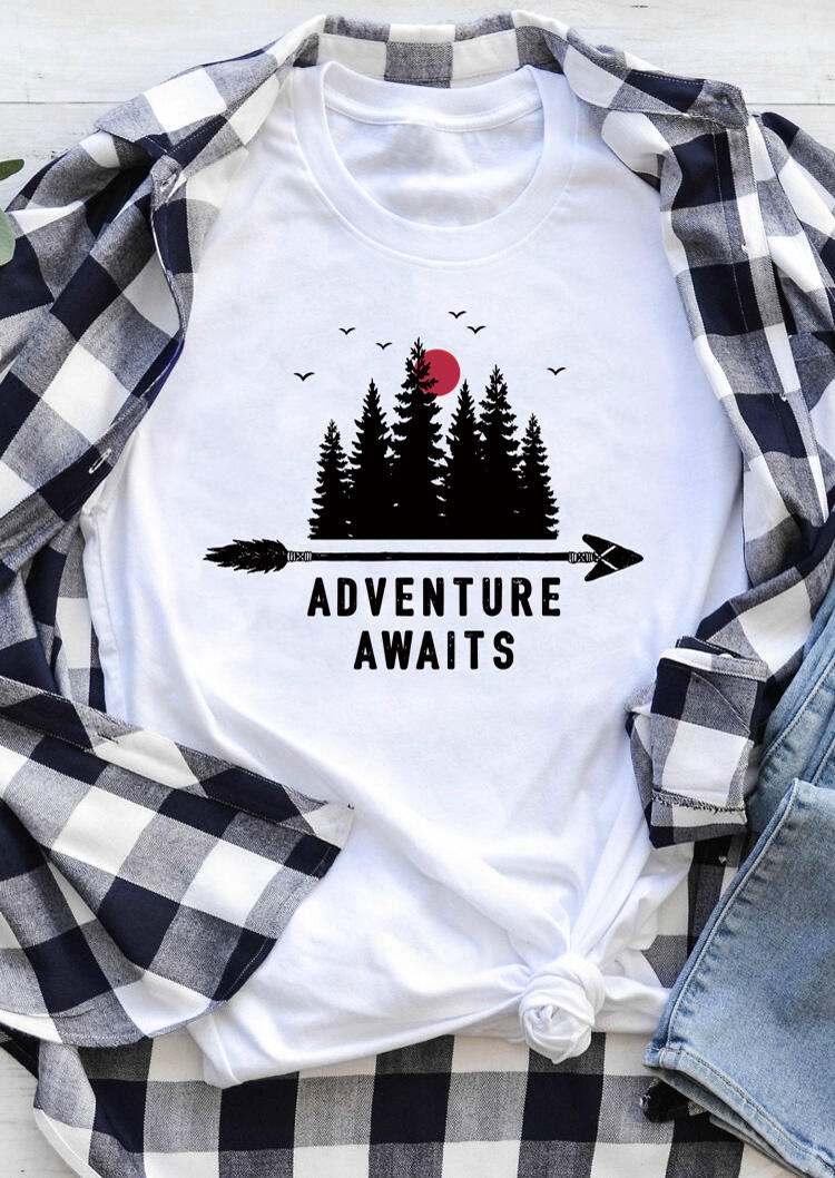Adventure Awaits T-Shirt Tee - White
