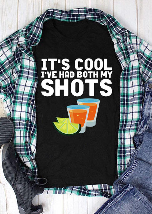 

T-shirts Tees It' Cool I've Had Both My Shots T-Shirt Tee in Black. Size: ,M,L,XL