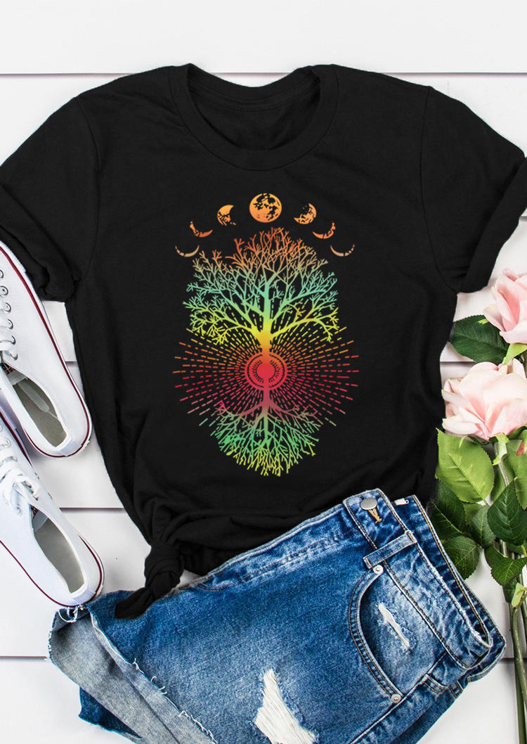 

T-shirts Tees Phases Of The Moon Tree Of Life T-Shirt Tee in Black. Size: ,L,XL