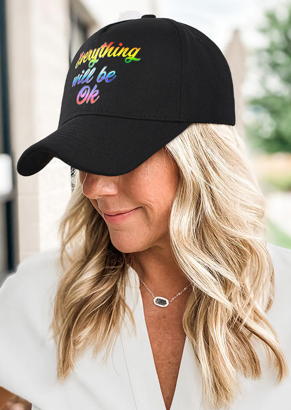

Hats Everything Will Be Ok Colorful Baseball Cap in Black. Size