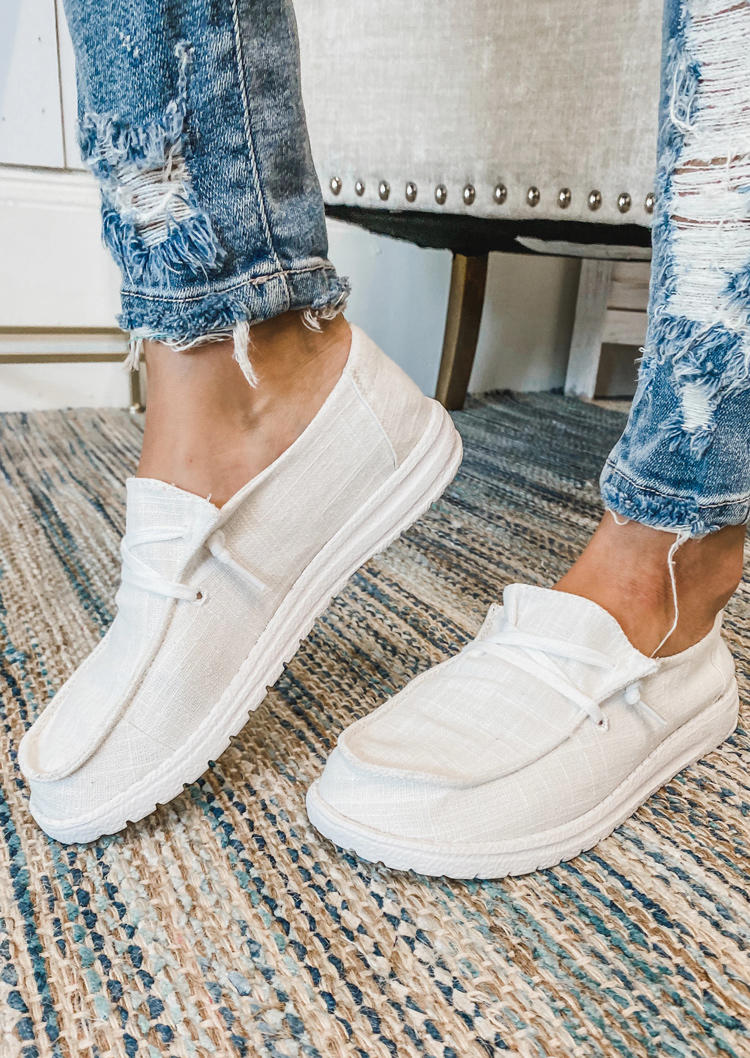 

Sneakers Lightweight Round Toe Flat Canvas Sneakers - Beige in Apricot. Size