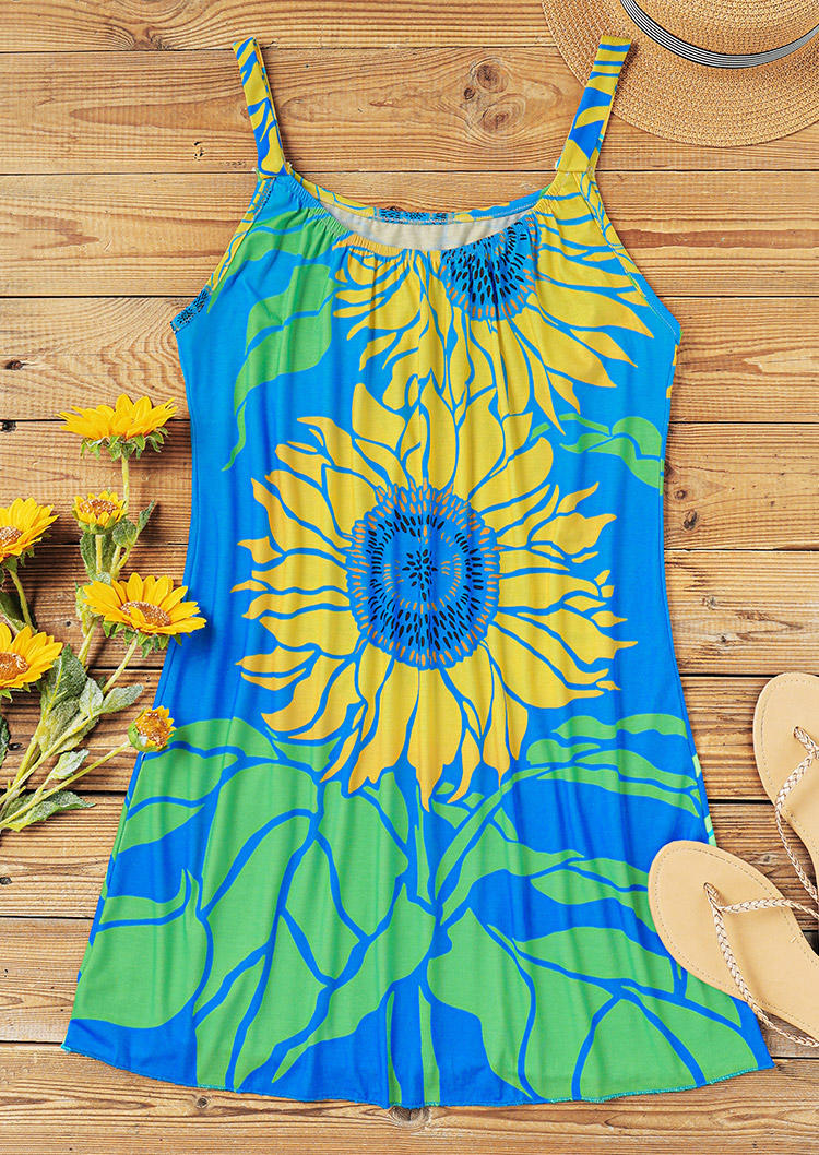 

Mini Dresses Sunflower Sleeveless Spaghetti Strap Mini Dress in Blue. Size