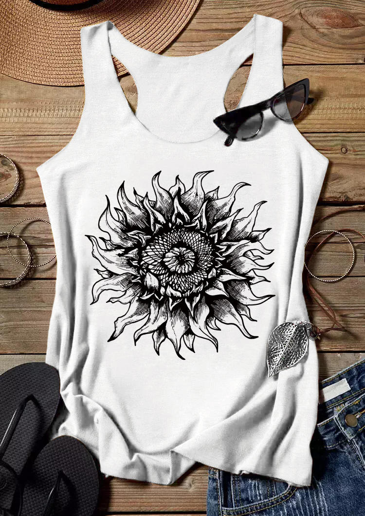 

Sunflower Sleeveless Racerback Tank - White, 511599