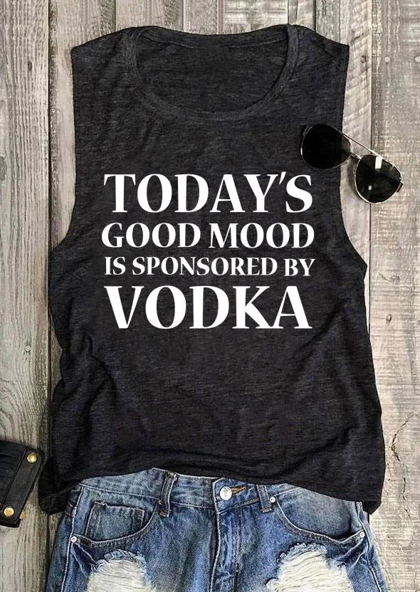 

Tank Tops Today' Good Mood Is Sponsored By Vodka Tank Top in Dark Grey. Size