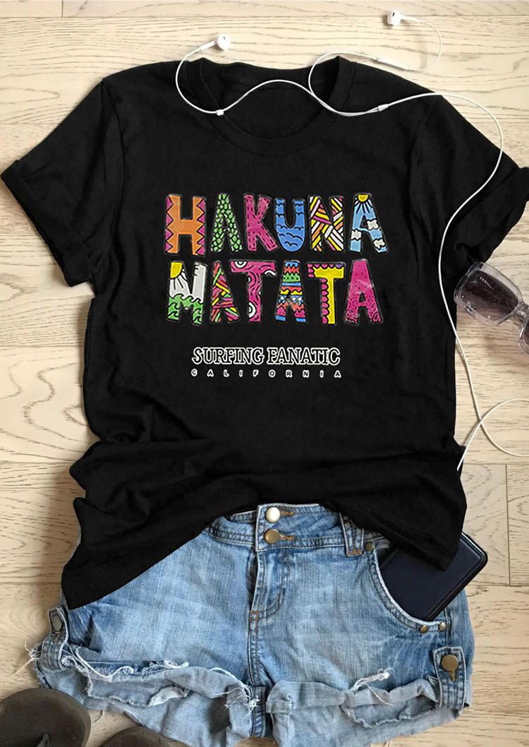 

T-shirts Tees Hakuna Matata O-Neck T-Shirt Tee in Black. Size: ,M,L,XL