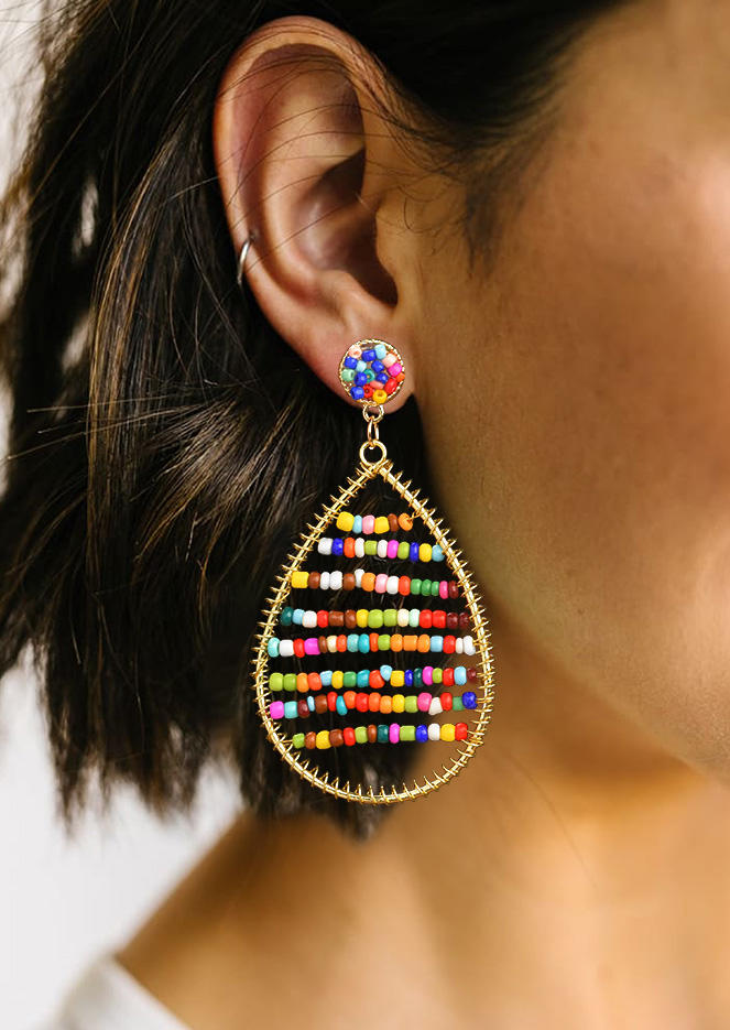 

Earrings Bohemian Colorful Beading Heart Earrings in Pattern1. Size