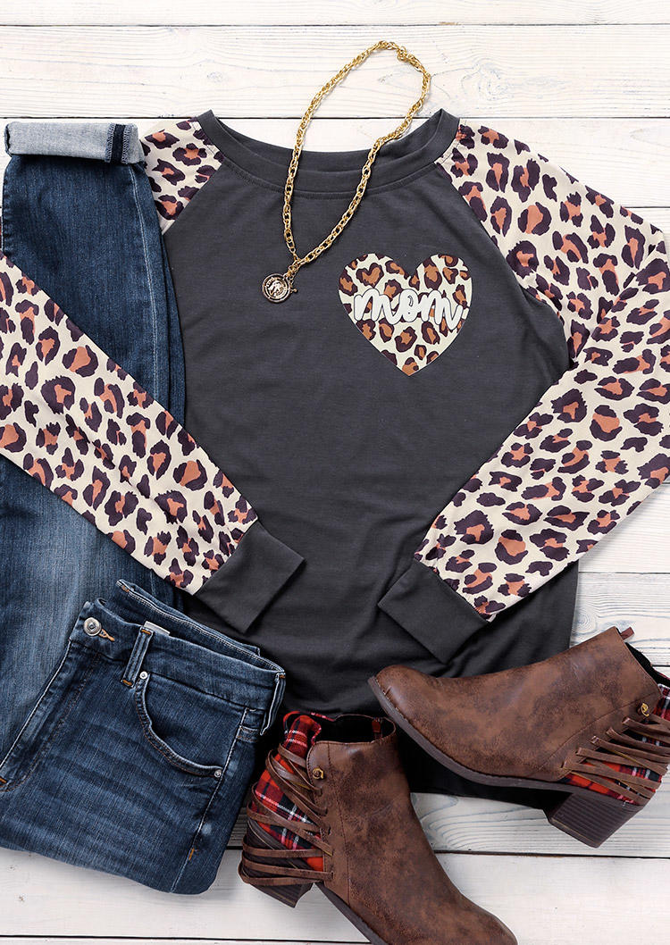 Sweatshirts Leopard Mom Long Sleeve Sweatshirt in Multicolor. Size: S,M,L