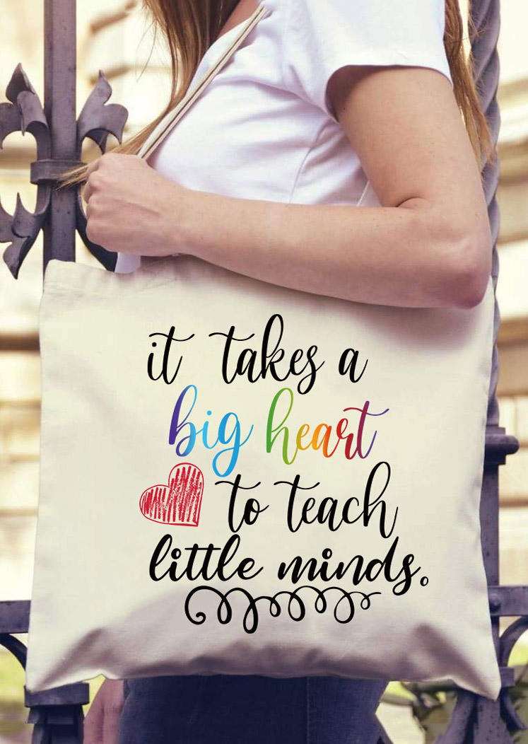

Handbag It Takes A Big Heart To Teach Little Minds Tote Handbag in Beige. Size