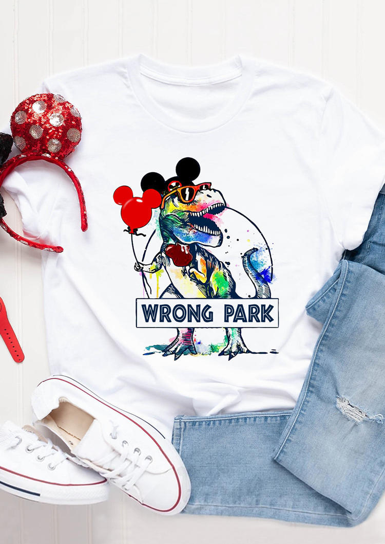 

T-shirts Tees Wrong Park Dinosaur T-Shirt Tee in White. Size