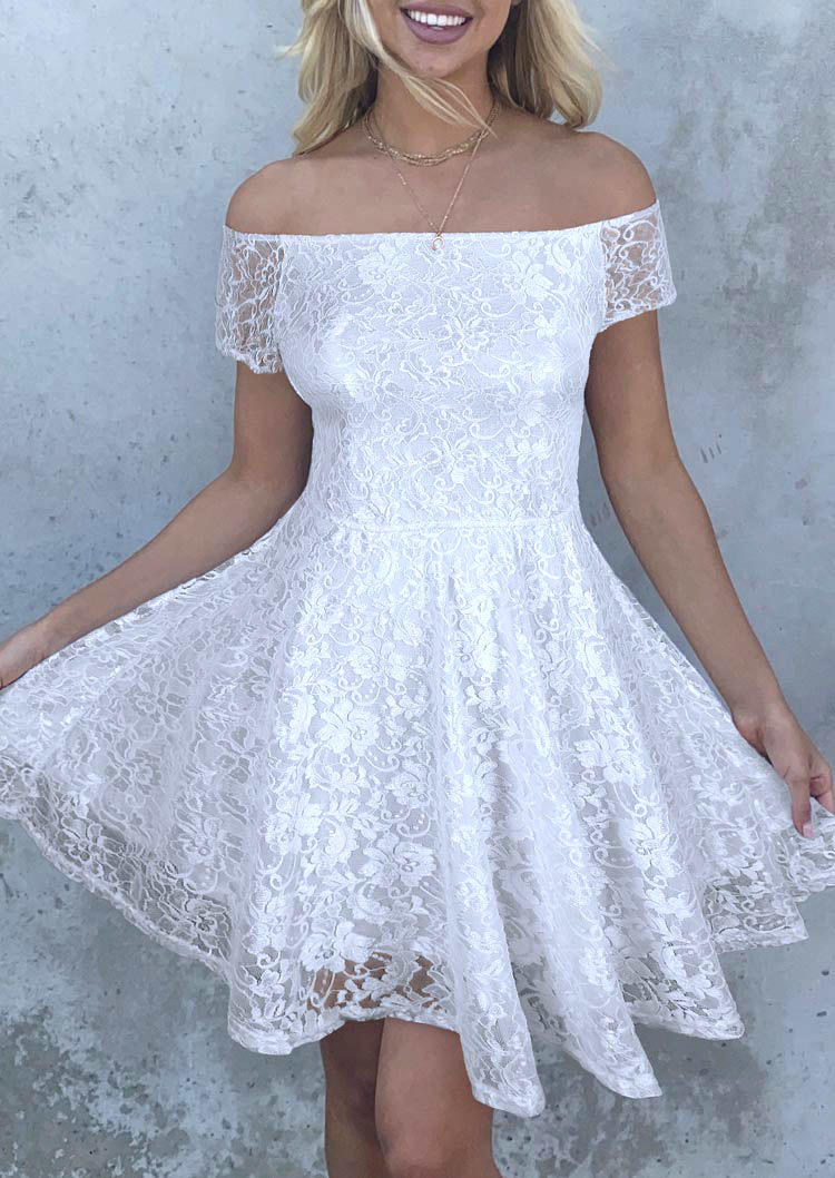 Lace Off Shoulder Mini Dress - White