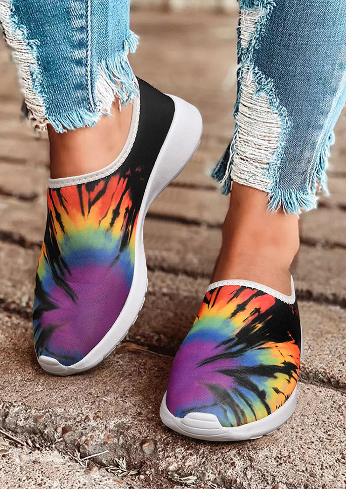 Sneakers Reverse Tie Dye Rainbow Flat Sneakers in Multicolor. Size: 37,38,39,40,41