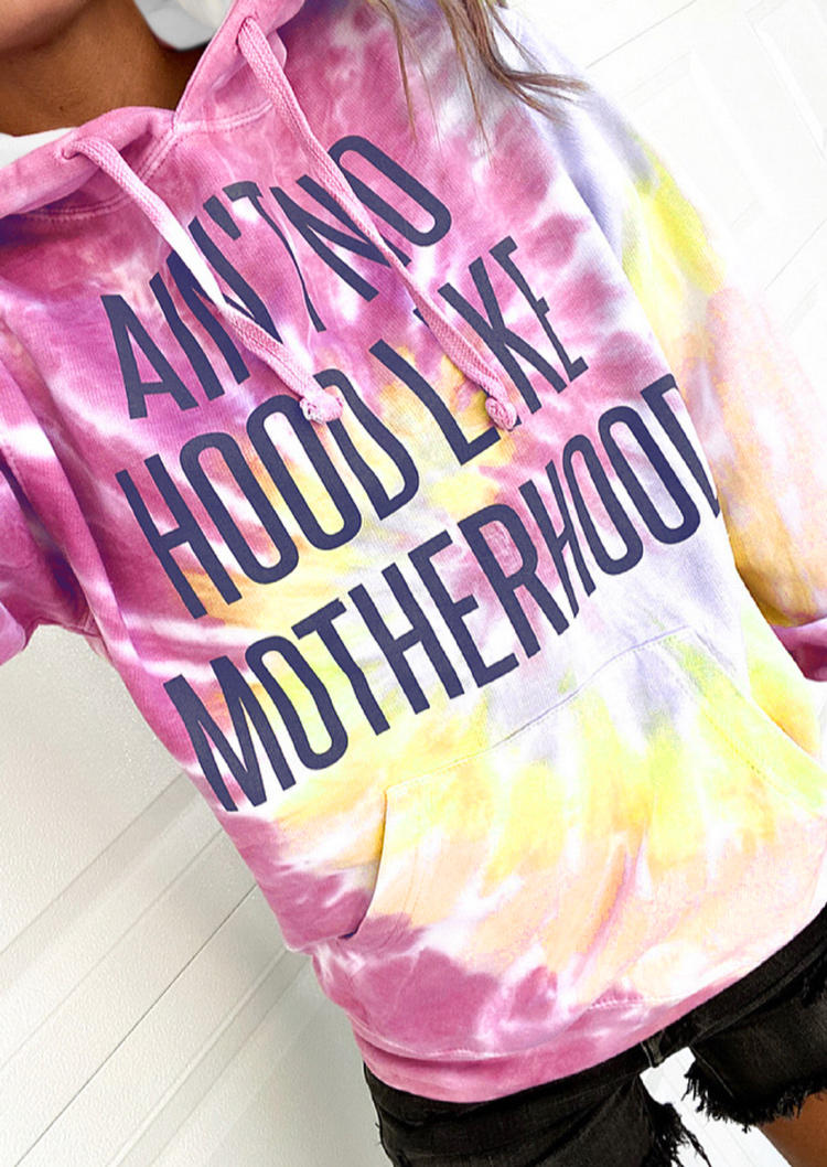 Hoodies Ain't No Hood Like Motherhood Tie Dye Hoodie in Multicolor. Size: L,M,S