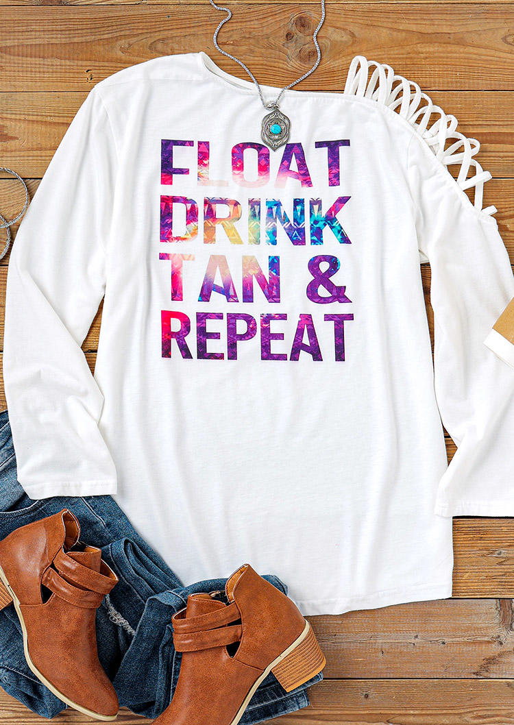 

Blouses Float Drink Tan & Repeat One Sided Cold Shoulder Blouse in White. Size