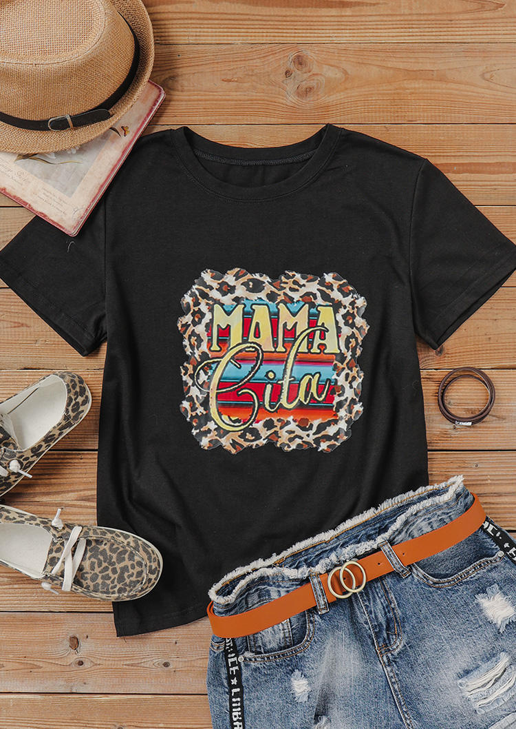 

T-shirts Tees Leopard Serape Striped Mama T-Shirt Tee in Black. Size