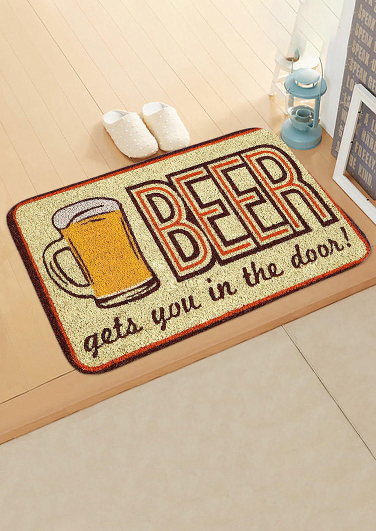

Beer Gets You In The Door Non-Slip Rug Carpet in Multicolor. Size