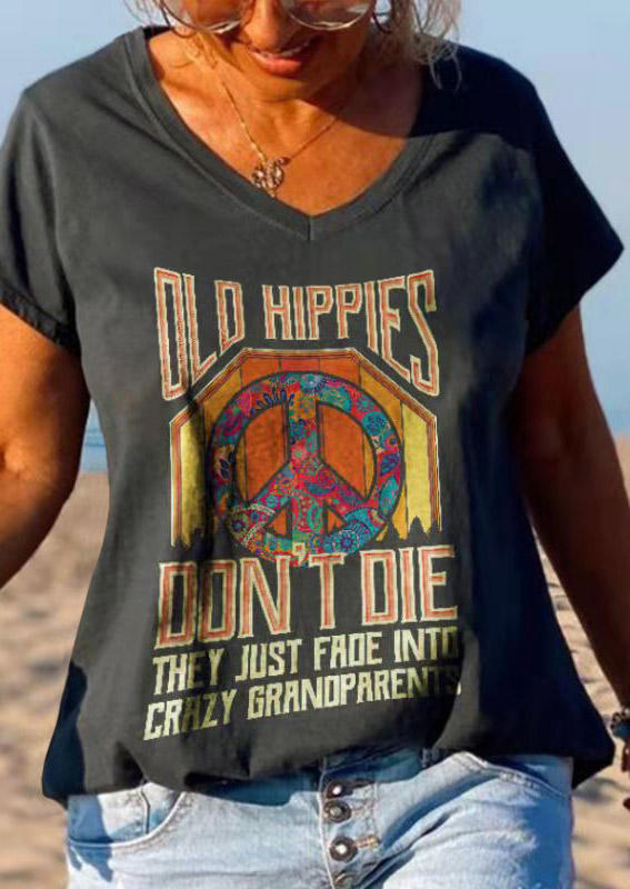 

T-shirts Tees Old Hippies Don't Die T-Shirt Tee in Dark Grey. Size