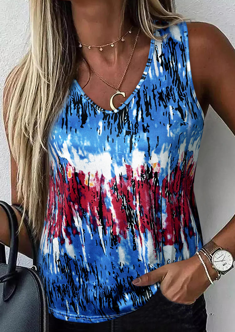 

Tank Tops Tie Dye Color Block Sleeveless Tank Top in Multicolor. Size