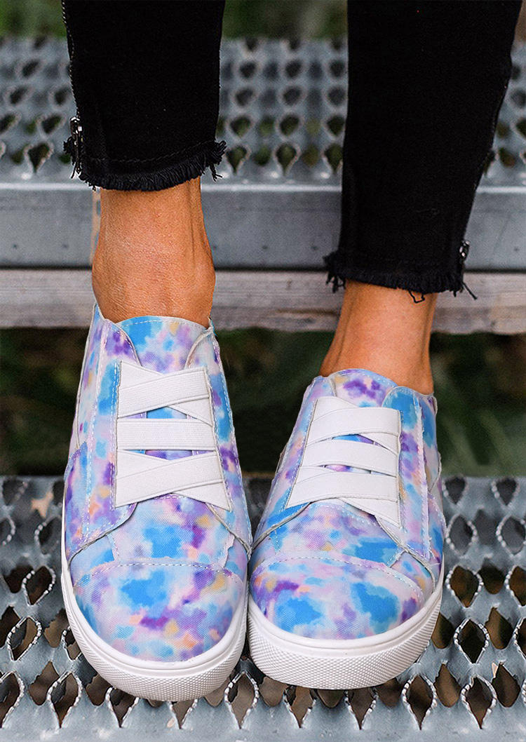 

Sneakers Tie Dye Slip On Round Toe Flat Sneakers in Multicolor. Size: ,38,39,40,41