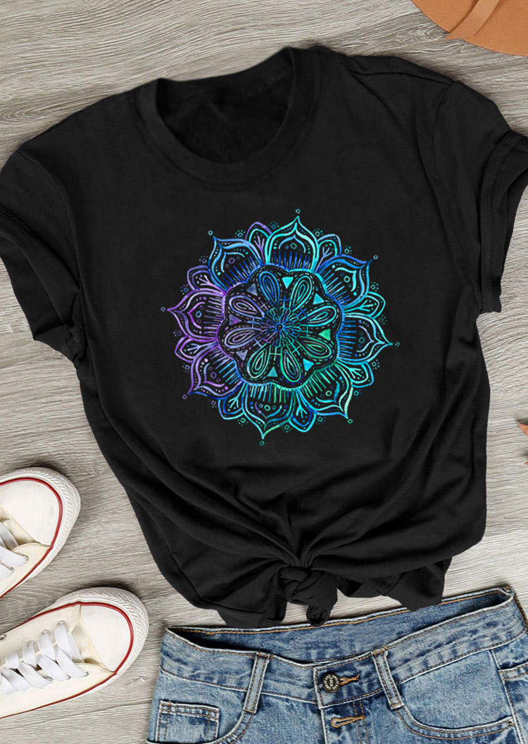 

T-shirts Tees Gradient Mandala O-Neck T-Shirt Tee in Black. Size: ,M,L,XL