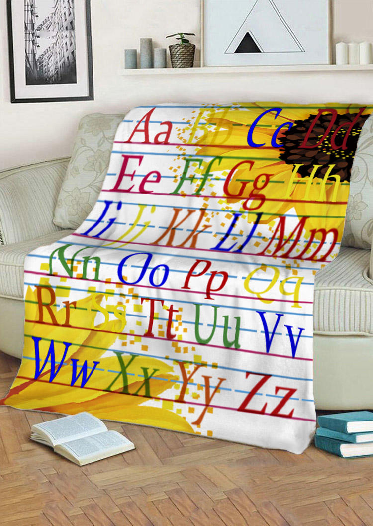

Blanket Sunflower Alphabet Warm Flannel Blanket in Multicolor. Size