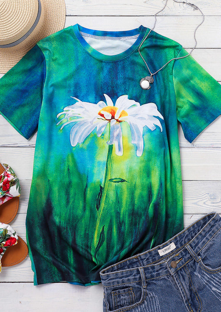T-shirts Tees Oil Painting Daisy T-Shirt Tee in Multicolor. Size: S,L