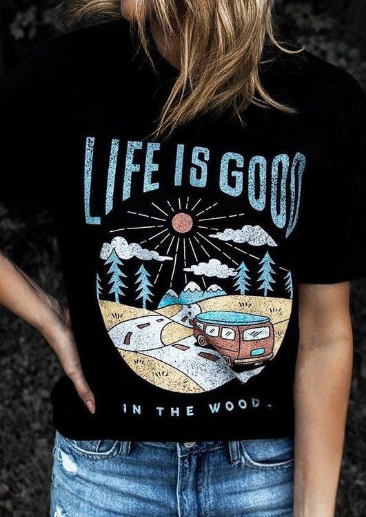 

T-shirts Tees Life Is Good In The Wood T-Shirt Tee in Black. Size: ,M,L,XL