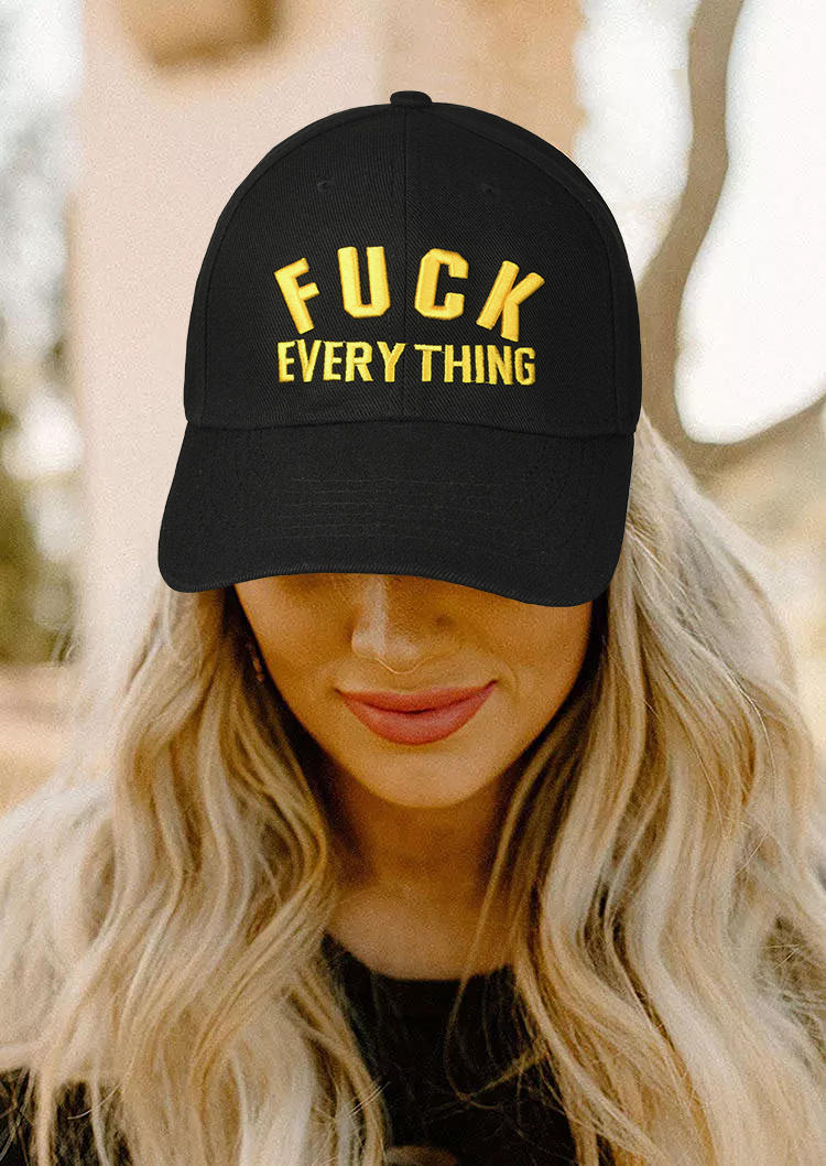 

Hats Fuck Everything Adjustable Buckle Baseball Cap in White,Yellow. Size