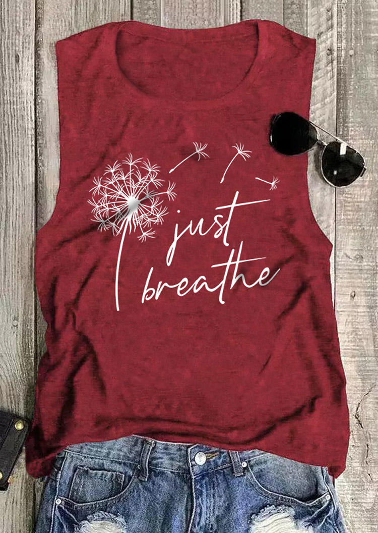 

Tank Tops Just Breathe Dandelion Sleeveless Tank Top in Burgundy. Size