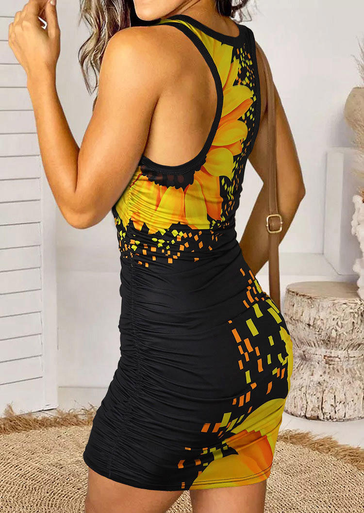 

Bodycon Dresses Sunflower Sleeveless O-Neck Bodycon Dress in Black. Size