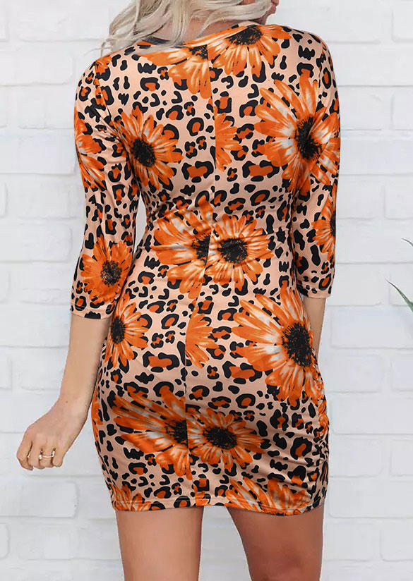 

Bodycon Dresses Sunflower Leopard Twist Hollow Out Bodycon Dress in Multicolor. Size: L,M,,XL