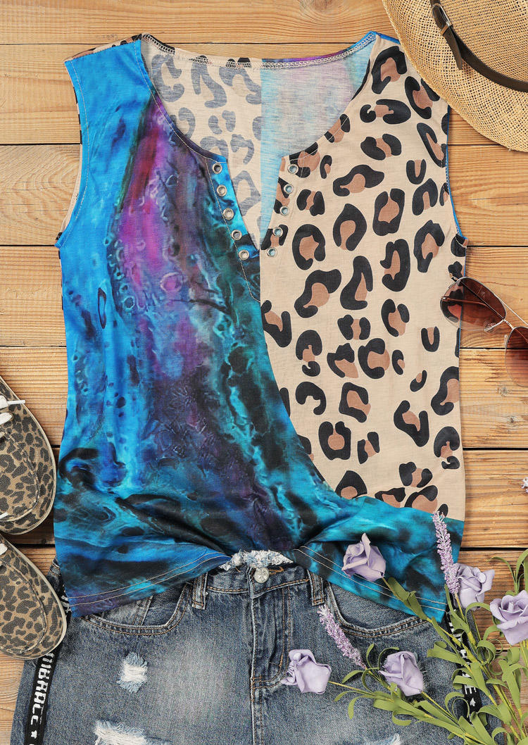 

Tank Tops Leopard Notched Neck Tank Top without Black Camisole in Multicolor. Size