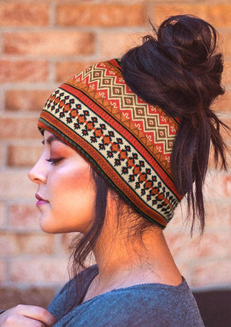 

Hats Aztec Geometric Elastic Thin Beanie Hat in Orange. Size