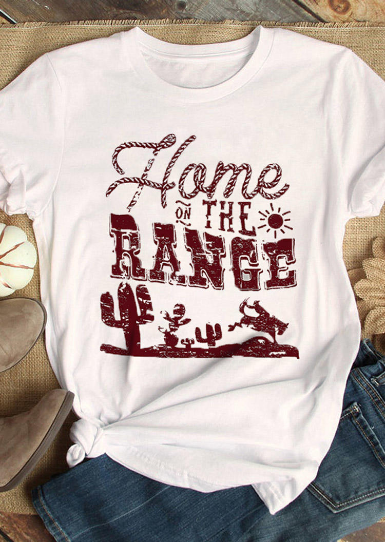 

T-shirts Tees Home On The Range Cactus T-Shirt Tee in White. Size