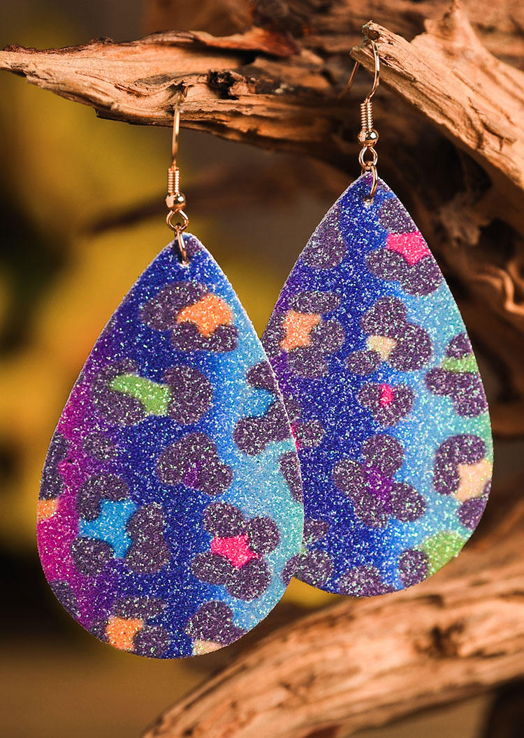 

Earrings Tie Dye Gradient Leopard Earrings in Multicolor. Size
