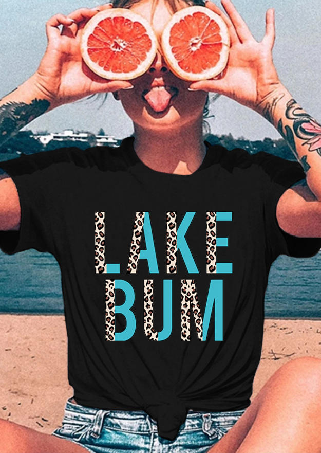 

T-shirts Tees Lake Bum Leopard O-Neck T-Shirt Tee in Black. Size: ,L