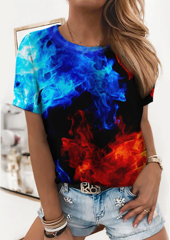 

Blouses Fire And Ice O-Neck Casual Blouse in Multicolor. Size