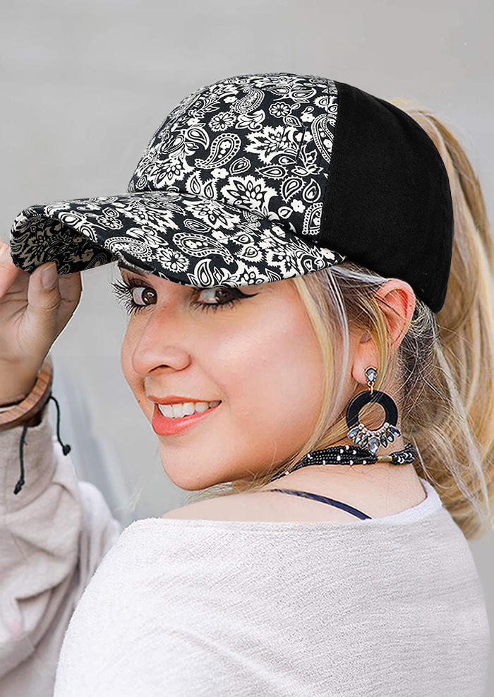 

Hats Paisley Criss-Cross Hollow Out Baseball Cap in Black. Size
