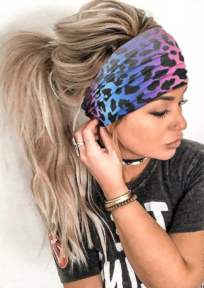 

Colorful Gradient Leopard Yoga Sport Wide Headband in Multicolor. Size