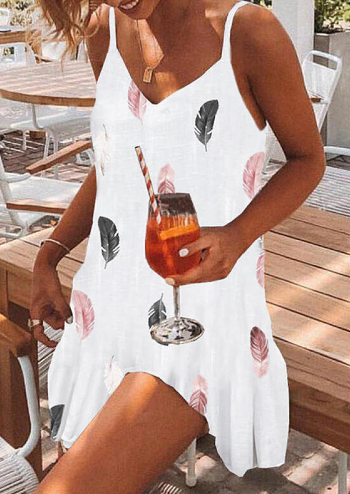 

Mini Dresses Feather V-Neck Spaghetti Strap Mini Dress in White. Size