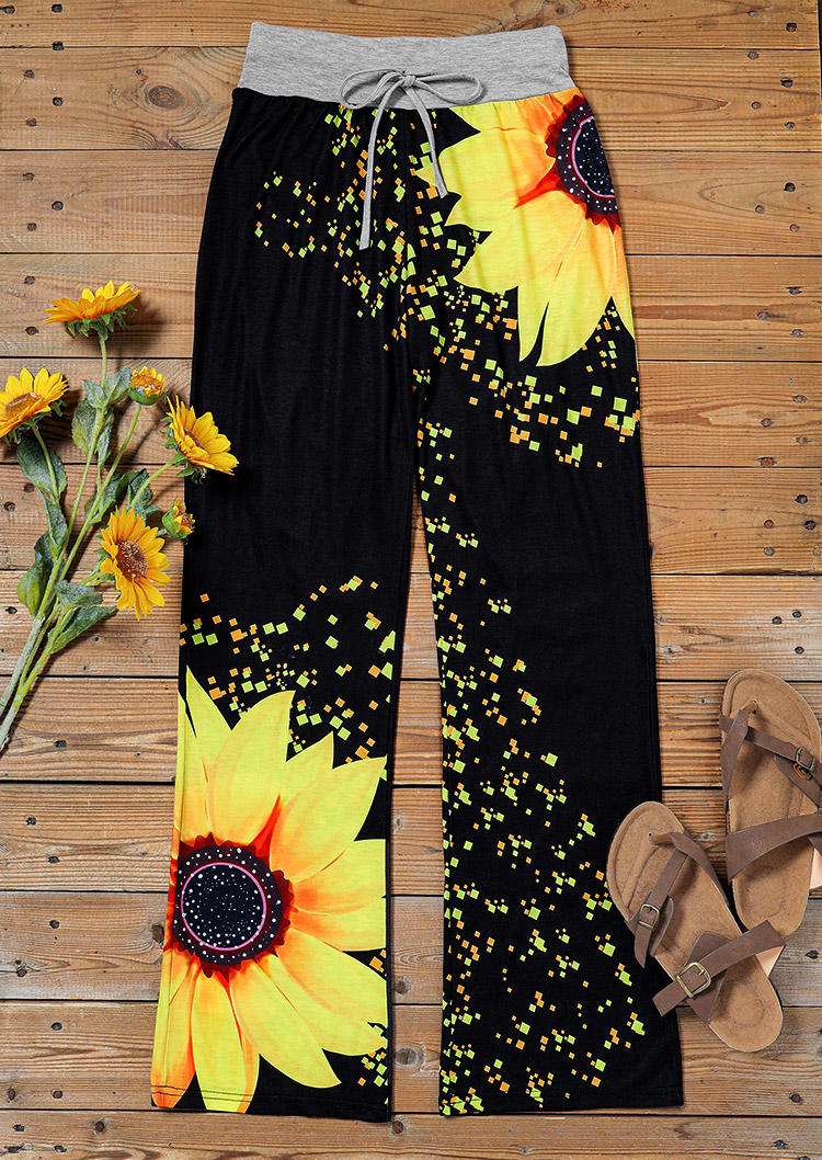 

Pants Sunflower Drawstring Low Waist Casual Pants in Black. Size