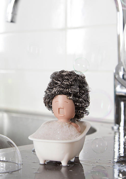 

Soap Opera Dish Scrubber Holder in White. Size
