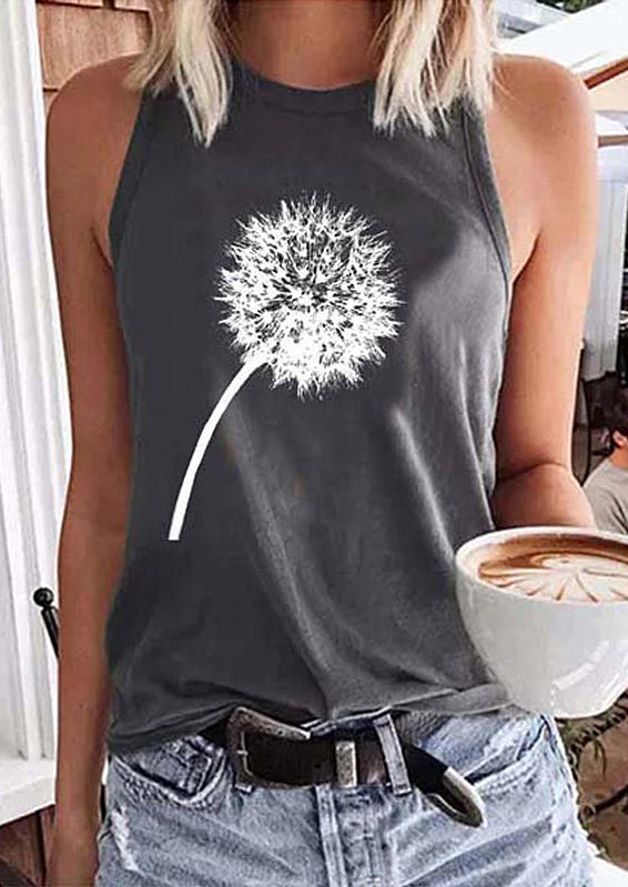 

Tank Tops Dandelion O-Neck Sleeveless Tank Top in Gray. Size